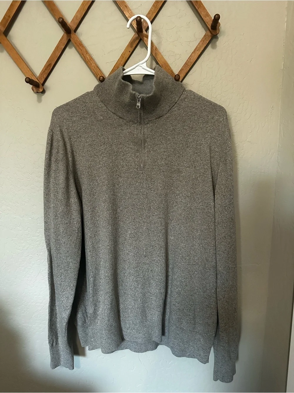 Banana Republic Cashmere Blend Gray Half-Zip Mock Neck Sweater